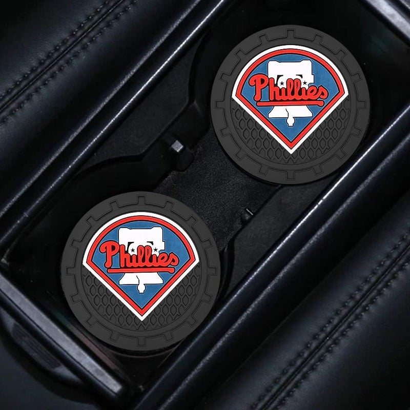 EMIJOY Phila Phillies Car Cup Holder Coasters for Baseball Fans,Philadelphia Phillies Car Coasters for Vehicle Drink Holder,Baseball Stuffs Phillies Car Cup Holder Insert,Gifts for Baseball Fans,Car Cup Mat - Image 5